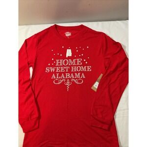Home Free State of Alabama❤️ Shirt Women Small Red Ringer Tee Long  Sleeve H44